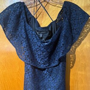 Banana Republic blue and black lace dress size 10 off shoulder